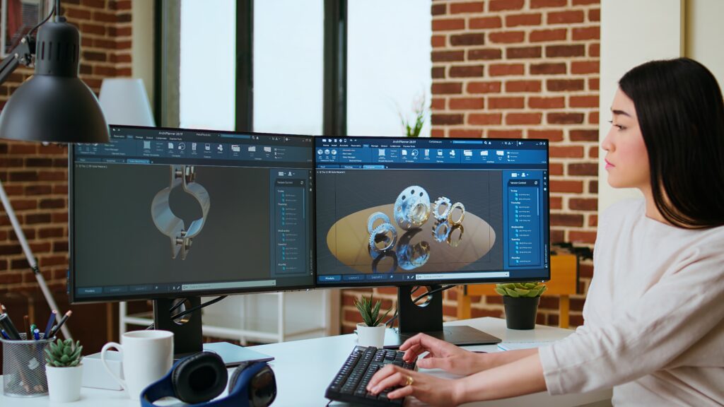 expert engineer develops industrial prototypes using 3d modeling software