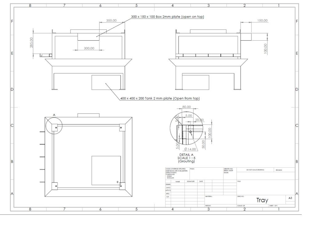 Fabricated test stand engineering drawing