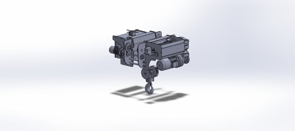 Wire rope hoist assembly 3D CAD model