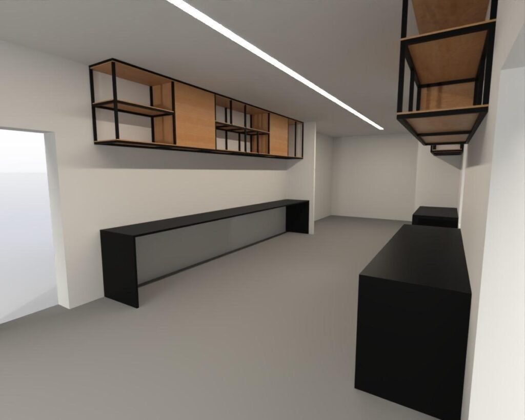 Fabricated cabinet in an office render