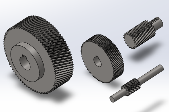 Multi stage gear train assembly exploded view