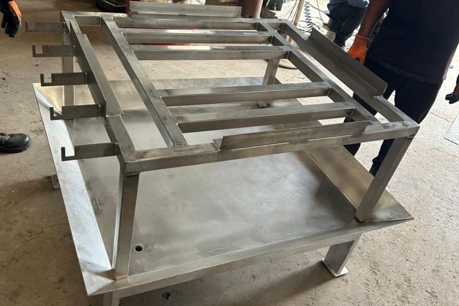 Stainless steel test structure CAD model designed for corrosion resistant industrial testing setup