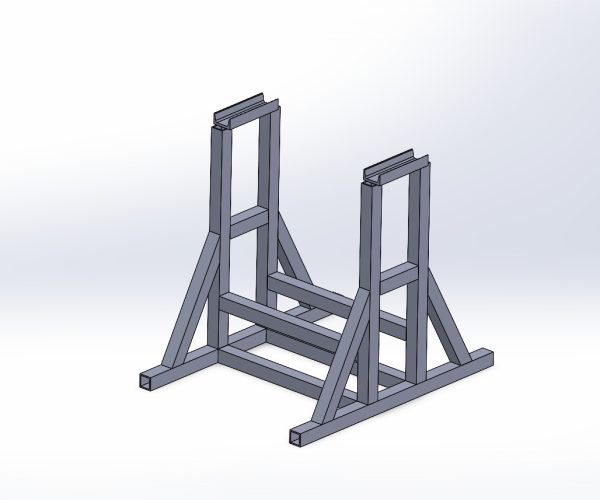 Fabricated industrial support stand mechanical design for product positioning during manufacturing